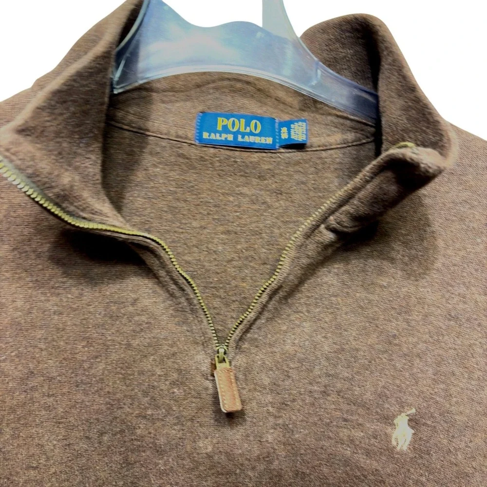 Polo Ralph Lauren Mens Brown 1/4 Zip Pullover‎ Sweater XL Cotton Wealth Estate